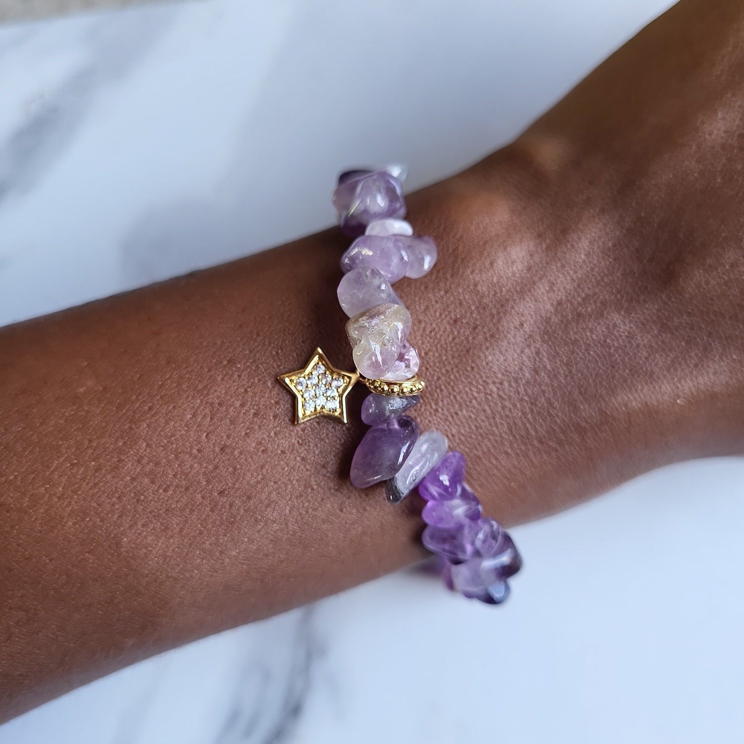 Charm Stretch Bracelet - Amethyst