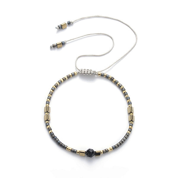 Black Obsidian String Dainty Bracelet