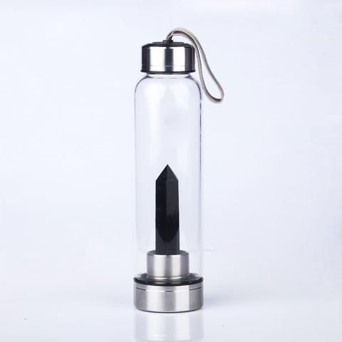 Black Obsidian Crystal Water Bottle