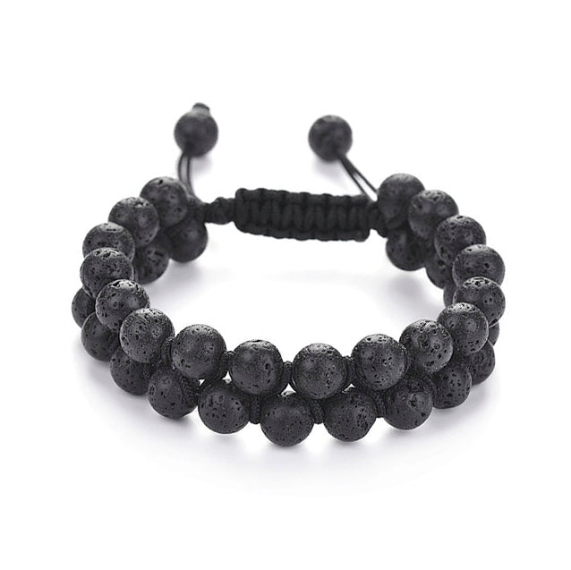 Lava Stone Men's Double Layer Bracelet