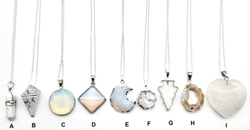 White Gemstone Necklaces-Silver