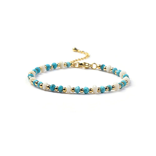 Turquoise & Freshwater Pearl Beaded Bracelet