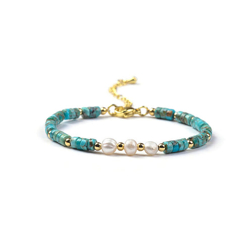 Turquoise & Freshwater Pearl Beaded Bracelet