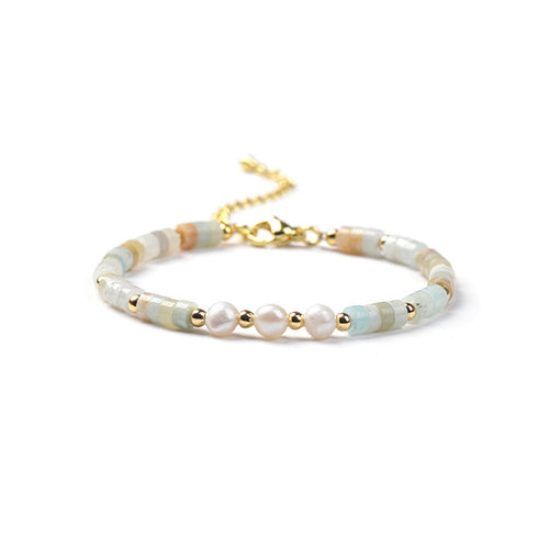 Amazonite and Pearl Beaded Bracelet