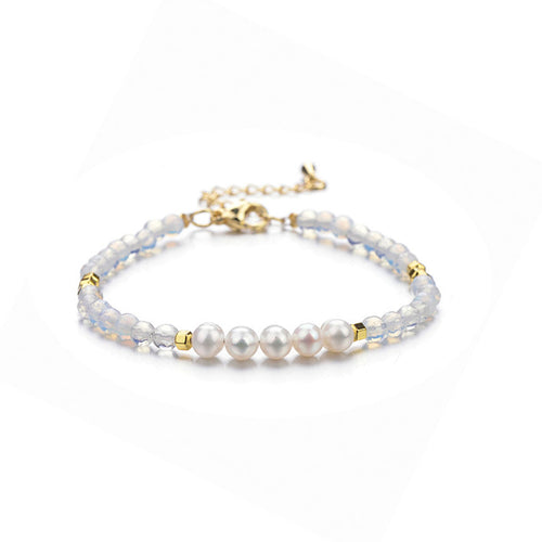 Opalite and Pearl Beaded Bracelet