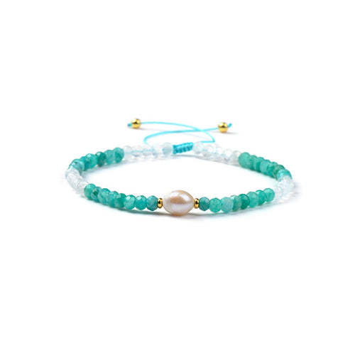 Amazonite & Moonstone Freshwater Beaded String Bracelet