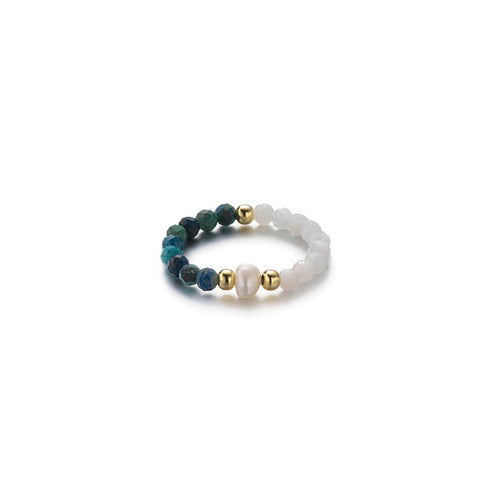 Stretch Ring - Chrysocolla / Moonstone