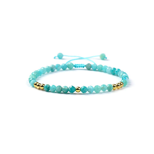 Amazonite & Gold Beaded String Bracelet