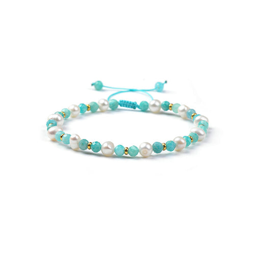 Amazonite & Pearl String Bracelet