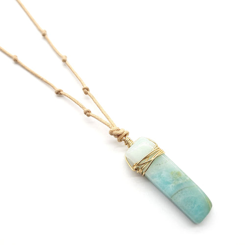 Natural Cord Pendant Necklaces - Amazonite