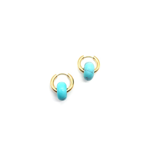 Huggie Hoops- Turquoise