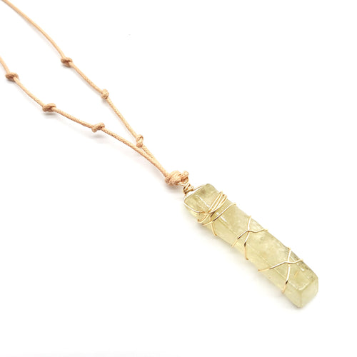 Natural Cord Pendant Necklace - Citrine