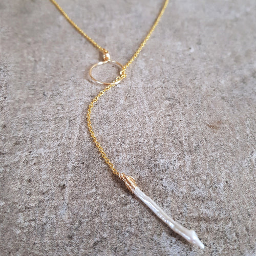 Lariat Necklace - Pearl (OAK)