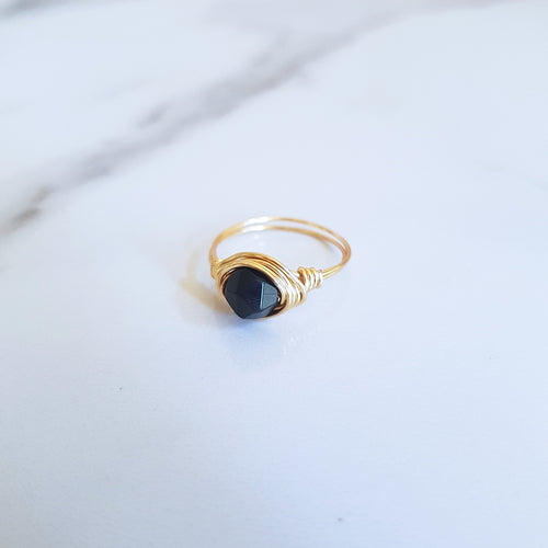 Moon Ring - Black Obsidian