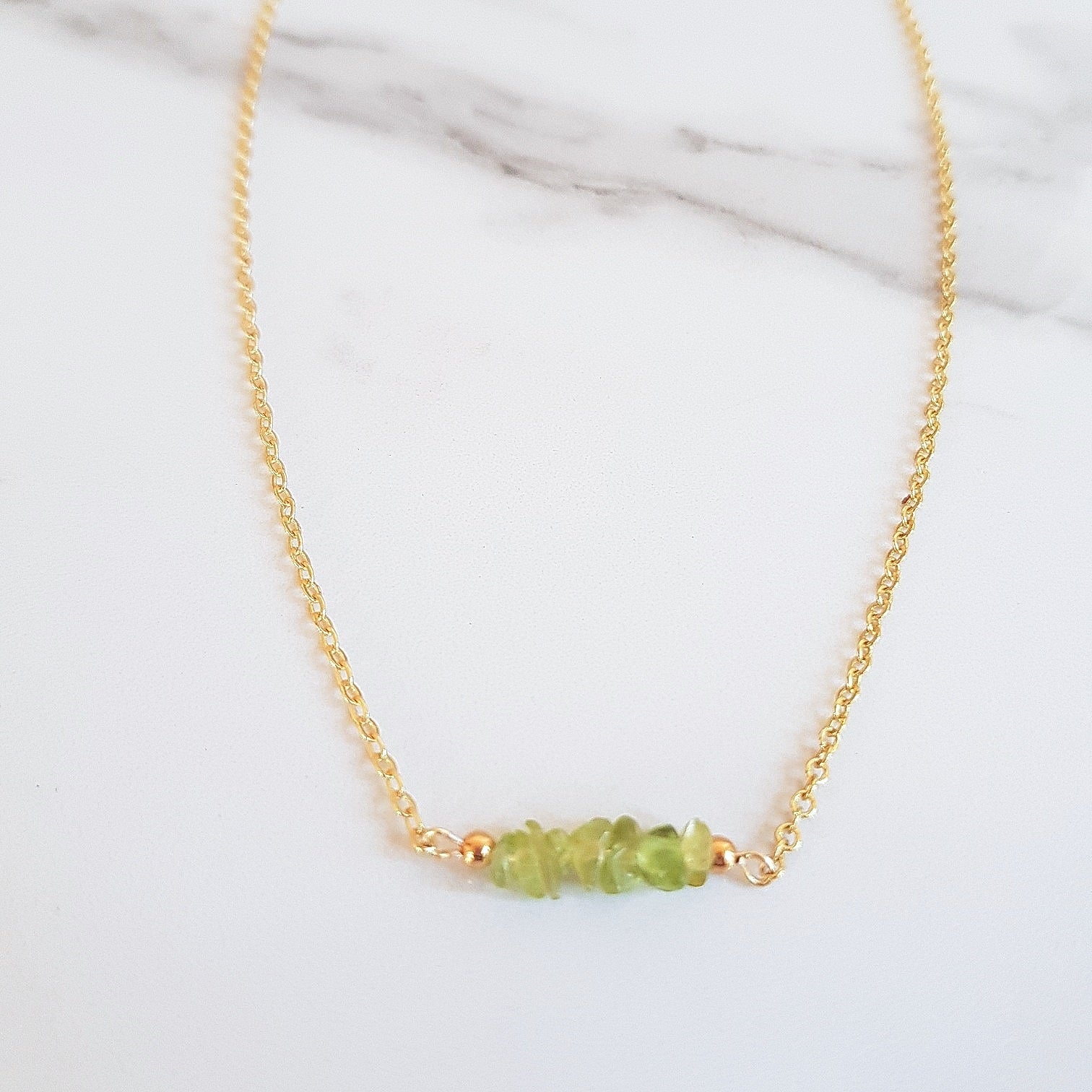 August Dainty Necklace - Peridot