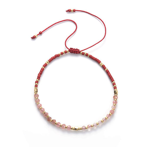 Carnelian & Rhodonite String Bracelet