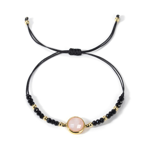 Rose Quartz & Onyx Beaded String Bracelet