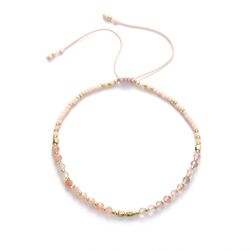 Rose Quartz & Sunstone String Bracelet